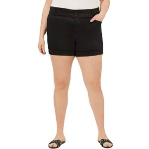 NEW TORRID 5” Relaxed Stretch Sateen‎ Mid Rise Black Shorts Black Sz 20 Plus NWT